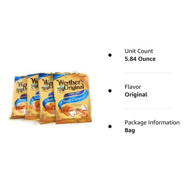 Werther’s Chewy Caramels Candies Original Sugar Free, 1.46 Ounce Pack of 4