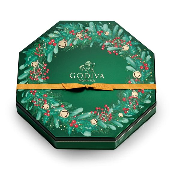 Godiva Chocolatier Holiday 2023 Truffle Tin - 50 Piece Individually Wrapped Assorted Gourmet Chocolate Candy - 1 Giftable Tin - Unique Christmas Gift for Chocolate Lovers