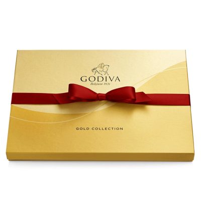 Godiva Chocolatier Holiday Gift Box with Red Ribbon – 36 Piece Assorted Milk, White and Dark Chocolate with Gourmet Fillings – Special Gold Ballotin Gift for Chocolate Lovers