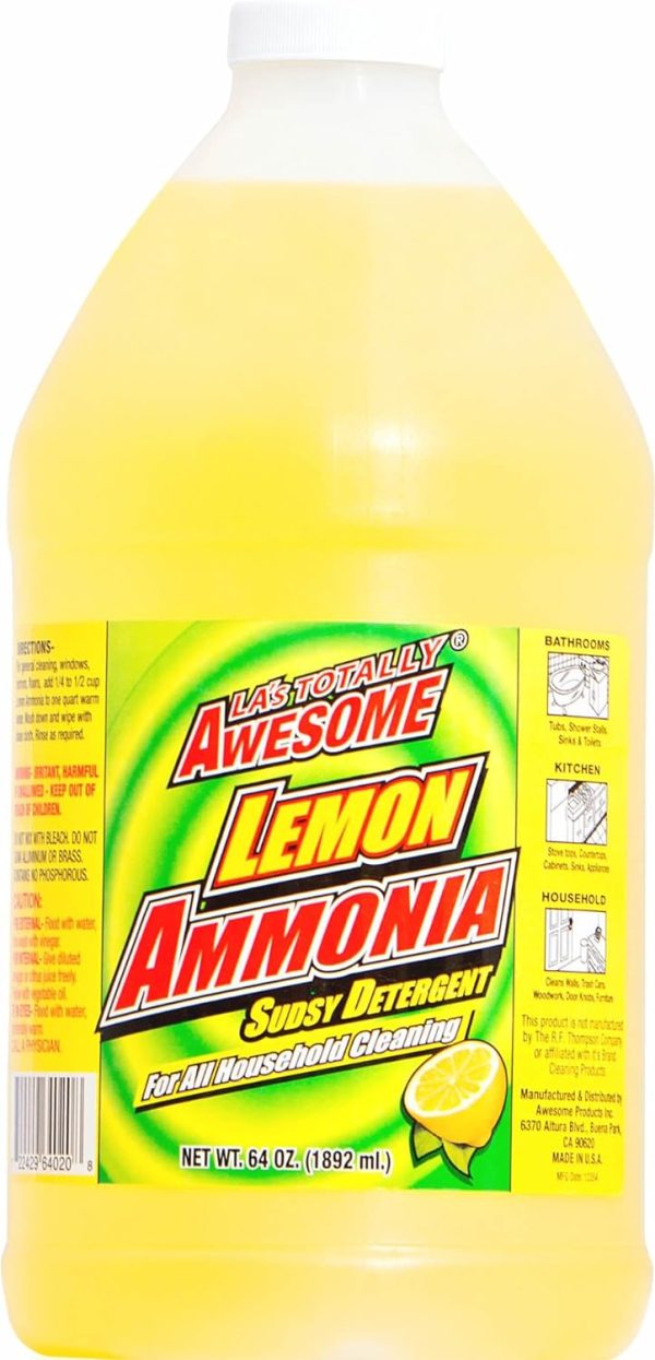 La's Totally Awesome Ammonia Lemon All Purpose Concentrated Cleaner Degreaser Spot Remover 64 oz refills - 1 bottle