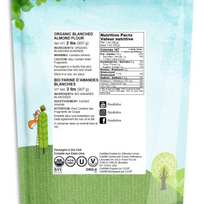 Organic Almond Flour, 2 Pounds — Extra Fine Blanched Prime Meal, Non-GMO, Low Carb, Culinary Grade, Kosher, Keto, Paleo and Vegan Super Powder, Bulk