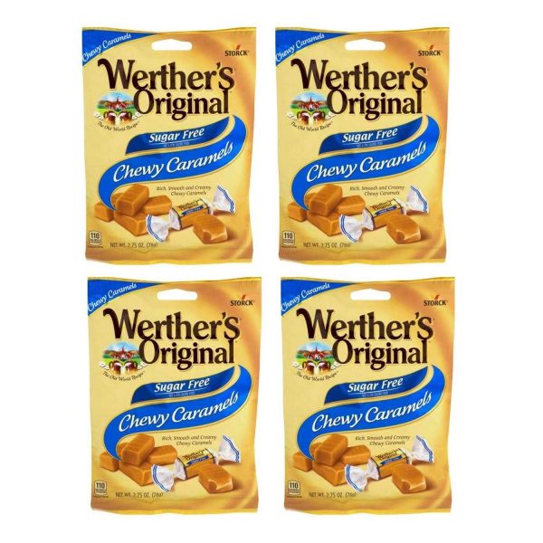 Werthers Sugar Free Chewy Caramels (Pack of 4)