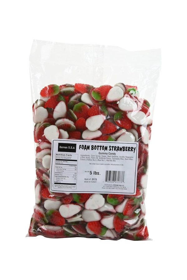 Kervan Candy Foam Bottom Strawberry Bulk Gummy Candy - 5 Pound Bag - Fruity & Sweet Gift Snacks for Kids - Party Size
