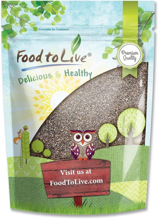 Black Chia Seeds, 1 Pound – Whole, Sproutable, Vegan, Kosher, Keto, Sirtfood, Bulk. Rich in Essential Fatty Acids, Fiber, Protein. Great for Chia Pudding, Smoothie, Oatmeal