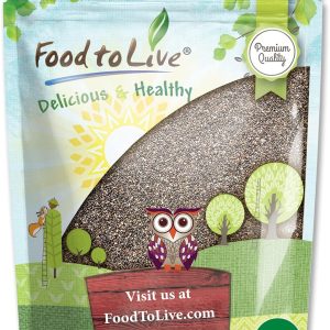 Food to Live Black Chia Seeds, 5 Pounds – Whole, Sproutable, Vegan, Kosher, Keto, Sirtfood, Bulk. Rich in Essential Fatty Acids, Fiber, Protein. Great for Chia Pudding, Smoothie, Oatmeal (5 LB)