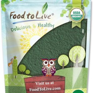 Food to Live Organic Chlorella Powder, 1 Pound — Non-GMO, Kosher, Raw Green Algae, Vegan Superfood, Bulk, Pure Vegan Green Protein, Rich in Vitamins and Minerals, Great for Drinks, Broken Cell Wall