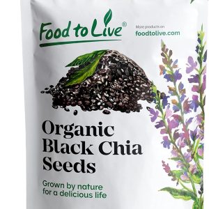 Organic Black Chia Seeds, 1 Pound – Non-GMO, Whole, Sproutable, Vegan, Kosher, Keto, Sirtfood, Bulk. Rich in Essential Fatty Acids, Fiber, Protein. Great For Chia Pudding, Smoothie, Oatmeal