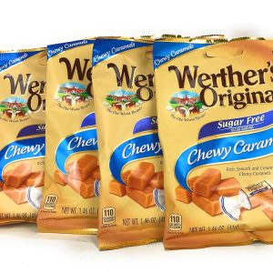 Werther's Chewy Caramels Candies Original Sugar Free, 1.46 Ounce Pack of 4